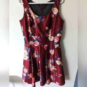 eShakti Custom Dress, Burgundy Floral Pattern